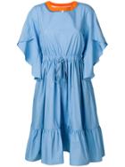 Fendi Contrast-collar Flared Dress - Blue