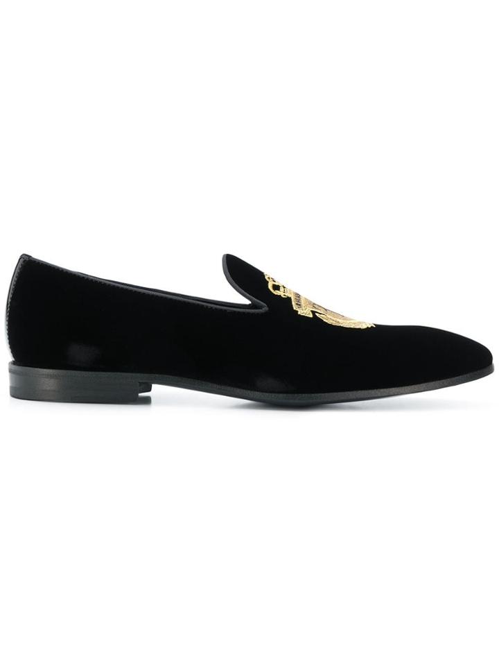 Billionaire Embroidered Emblem Slippers - Black