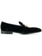 Billionaire Embroidered Emblem Slippers - Black