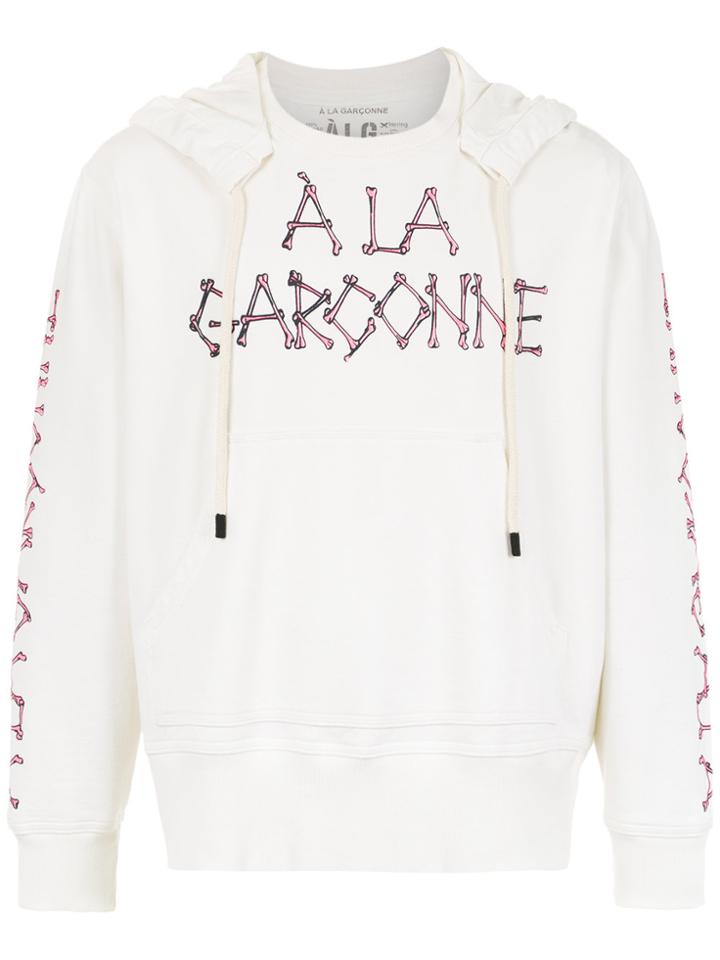 À La Garçonne Logo Print Hoodie - White