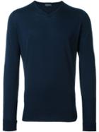 John Smedley 'bower' V-neck Sweater, Men's, Size: Medium, Blue, Merino/virgin Wool