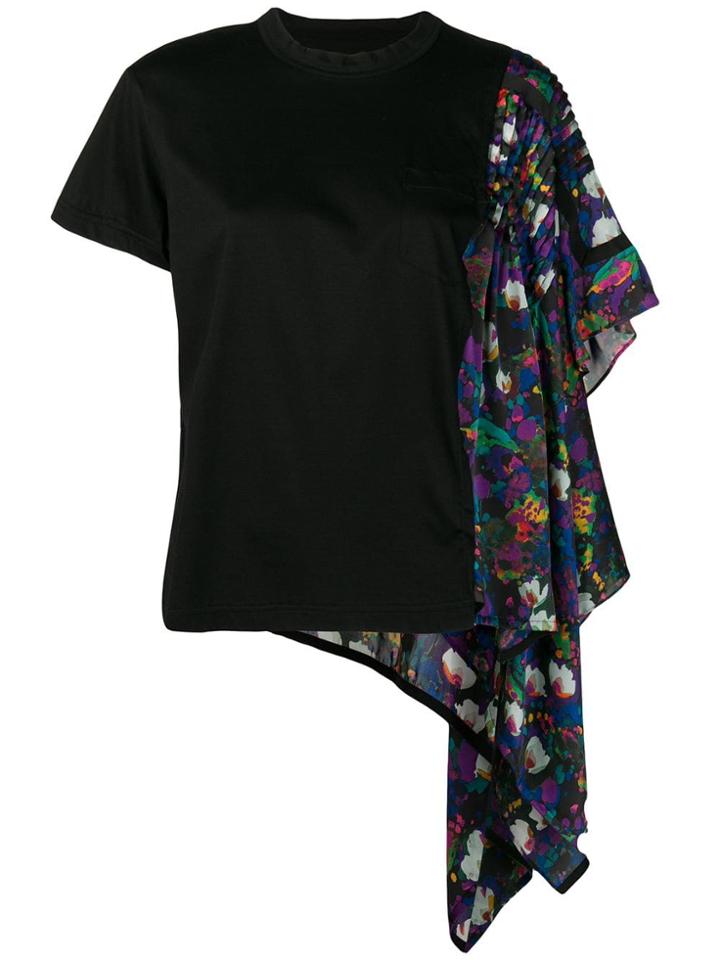 Sacai Pleated Shoulder T-shirt - Black