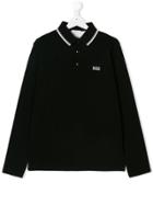 Boss Kids Teen Striped Trim Polo Collar - Black
