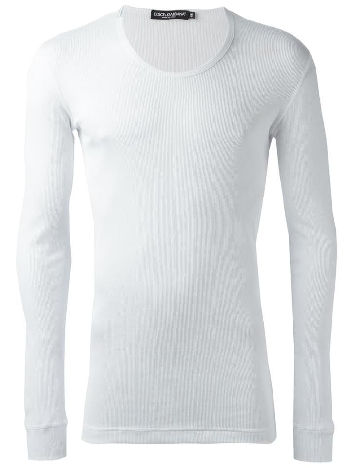 Dolce & Gabbana Ribbed T-shirt, Men's, Size: 54, White, Cotton