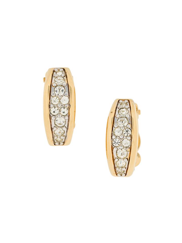 Nina Ricci Vintage Embellished Clip-on Earrings - Metallic