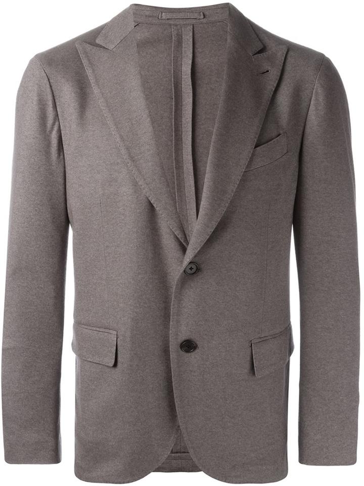 Lardini Single Breasted Blazer, Men's, Size: 54, Grey, Silk/cupro/viscose/cashmere