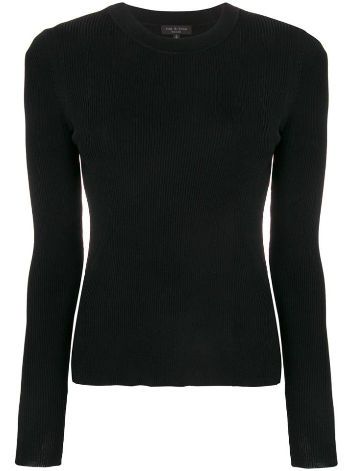 Rag & Bone Rib Knit Fitted Sweater - Black