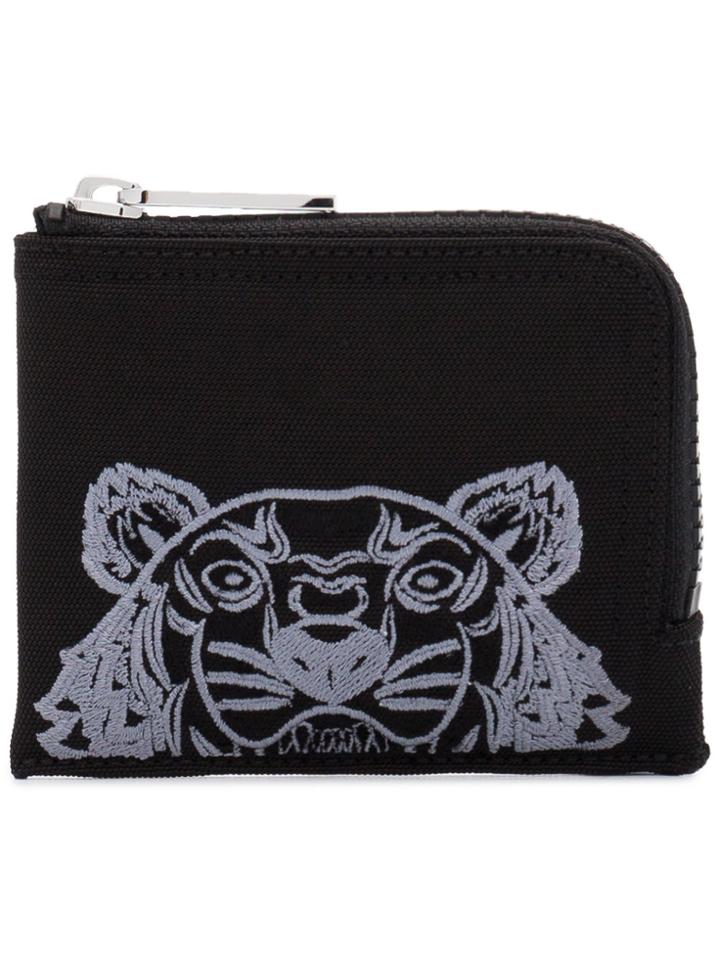 Kenzo Tiger Head Embroidered Wallet - Black