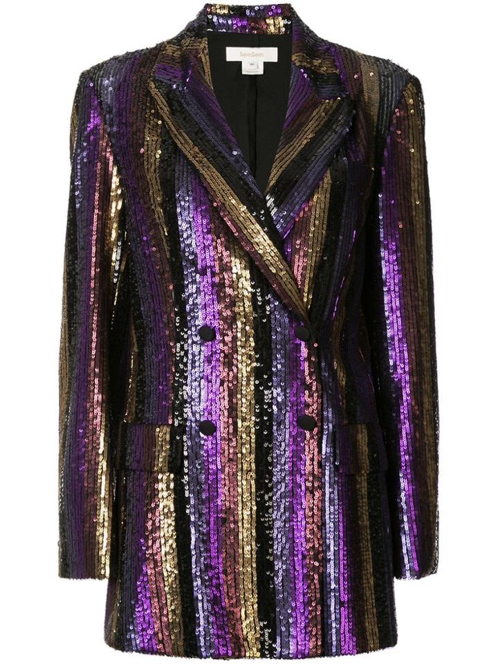 Semsem Sequinned Formal Blazer - Purple