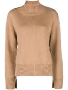 Moncler Turtle-neck Fitted Sweater - Brown