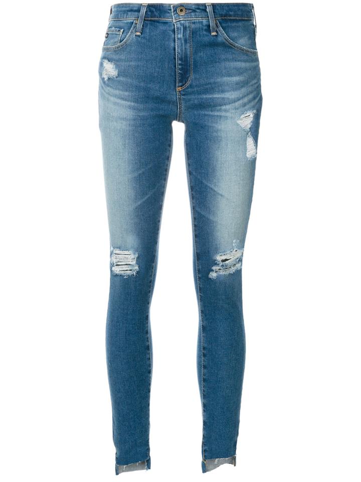 Ag Jeans Ripped Step Hem Jeans - Blue