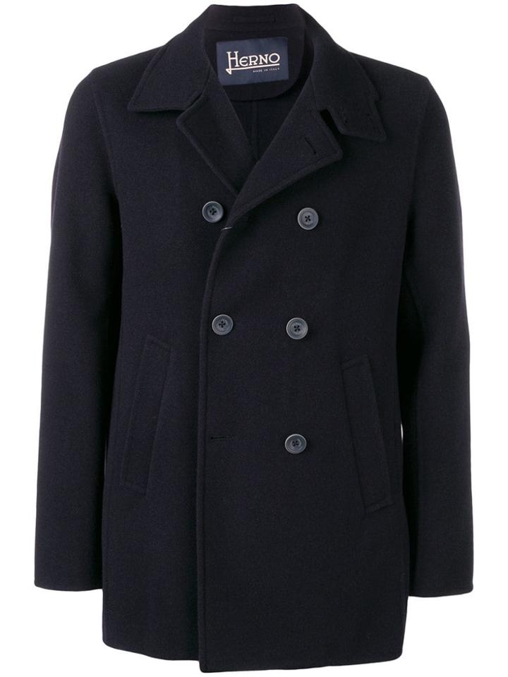 Herno Double Breasted Coat - Blue