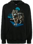 Palm Angels Alfa Wolf Printed Hoodie - Black