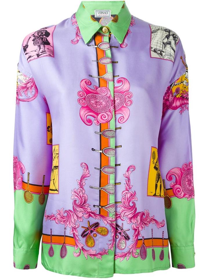 Versace Vintage Baroque Tennis Print Shirt