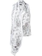 Salvatore Ferragamo Floral Striped Blouse, Women's, Size: 40, White, Silk