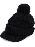 Yohji Yamamoto Cable Knit Bobble Hat - Black