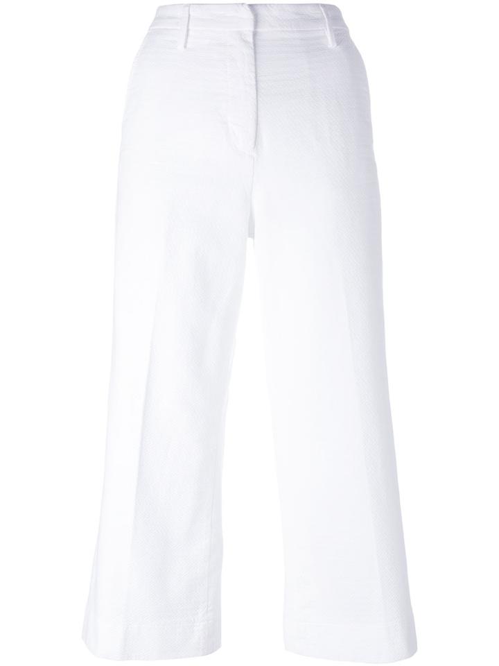 Barba Flared Cropped Trousers, Women's, Size: 44, White, Cotton/spandex/elastane