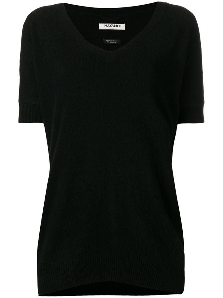 Max & Moi V-neck Short-sleeve Sweater - Black