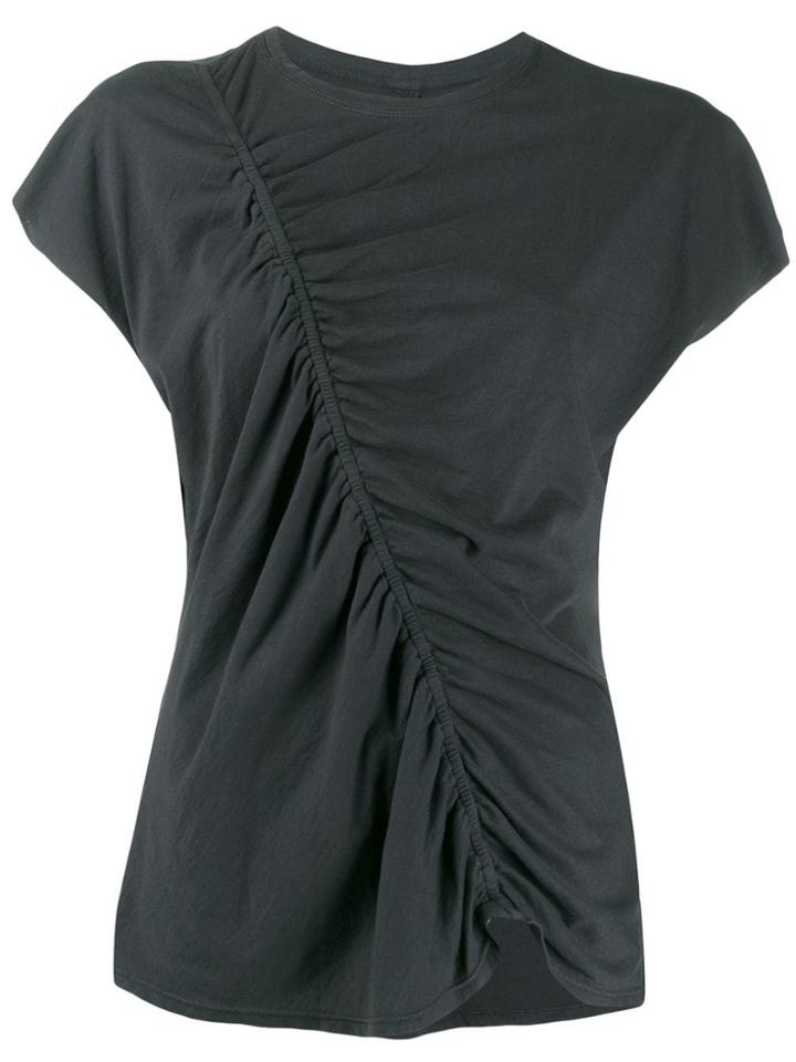 Raquel Allegra Diagonal Ruched T-shirt - Black
