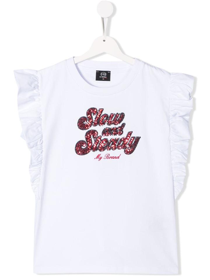 My Brand Kids Teen Slow And Steady Sequin Top - White