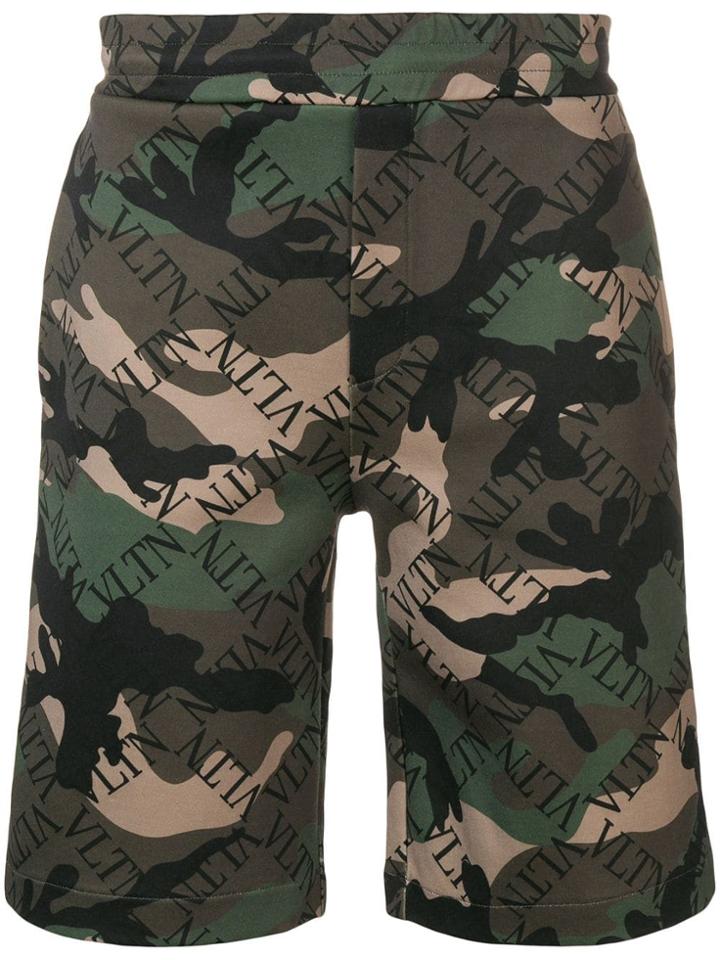 Valentino Vltn Camouflage Shorts - Green