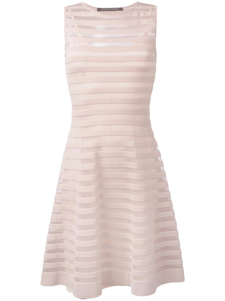 Antonino Valenti - Sheer Flared Dress - Women - Silk/viscose/polyester - 40, Nude/neutrals, Silk/viscose/polyester