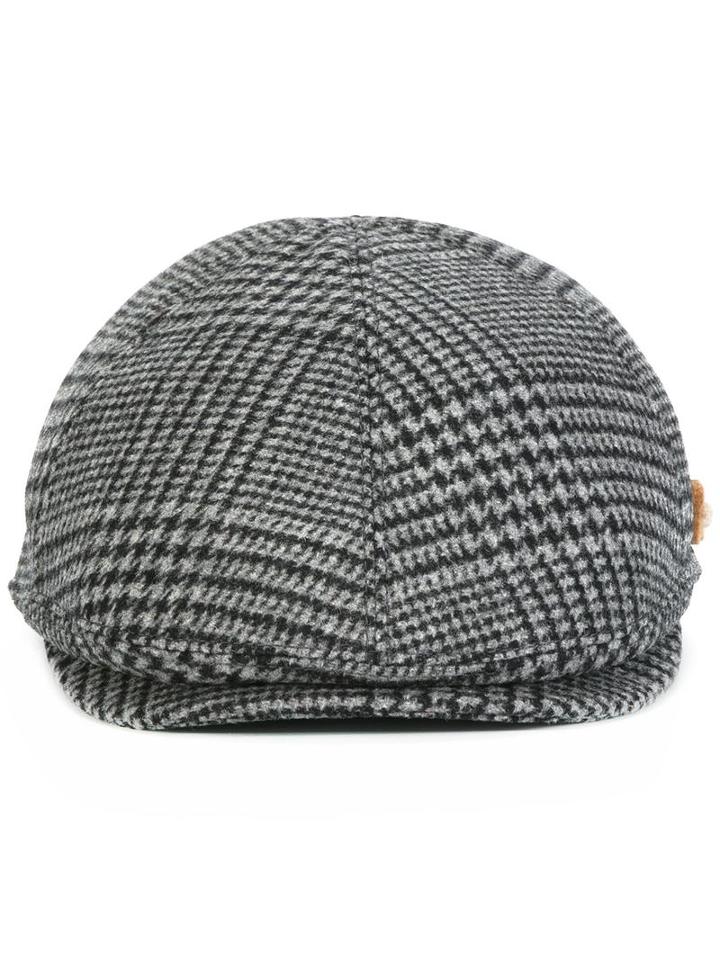 Lardini Houndstooth Pattern Beret, Men's, Size: 60, Grey, Wool/polyimide