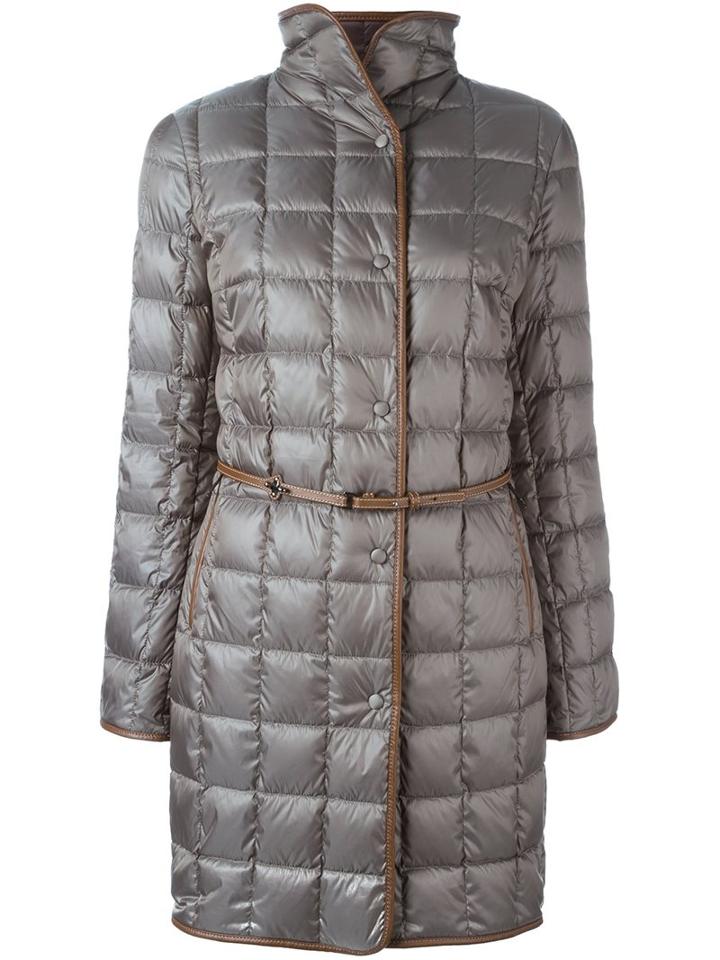 Fay Belted Quilted Coat, Women's, Size: Medium, Grey, Feather Down/polyamide/polyester