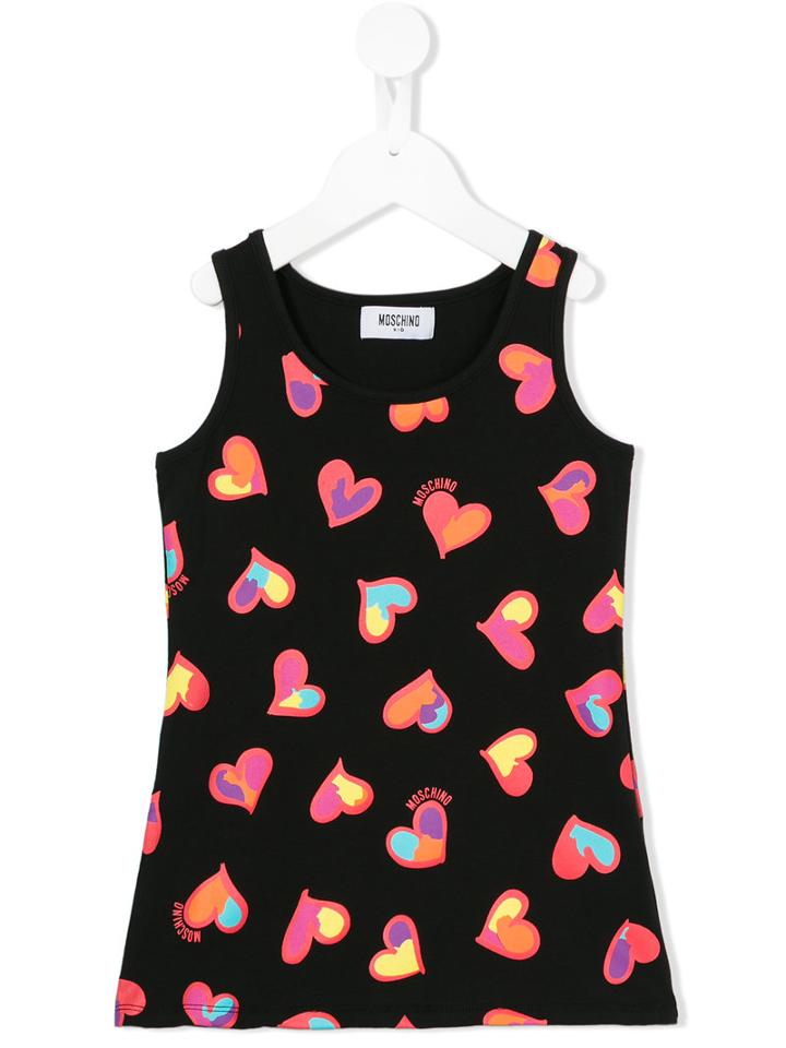 Moschino Kids Hear Print Tank Top, Girl's, Size: 6 Yrs, Black