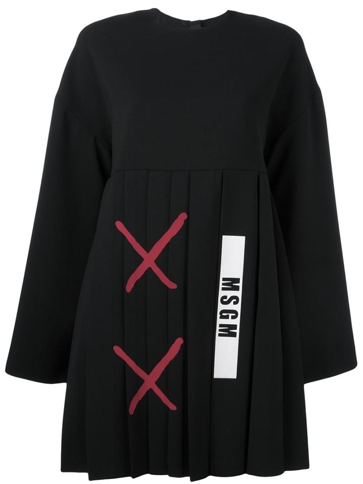 Msgm Logo Print Dress, Women's, Size: 40, Black, Polyester
