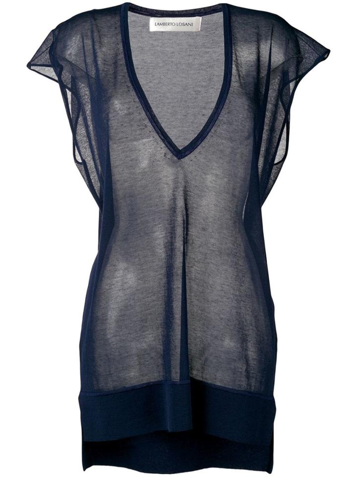 Lamberto Losani Oversized Sheer Top - Blue