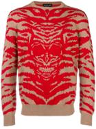 Alexander Mcqueen Zebra And Skull Print Sweater - Red
