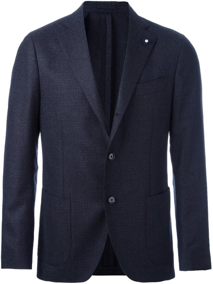 Lardini Patch Pocket Blazer, Men's, Size: 50, Blue, Polyester/wool