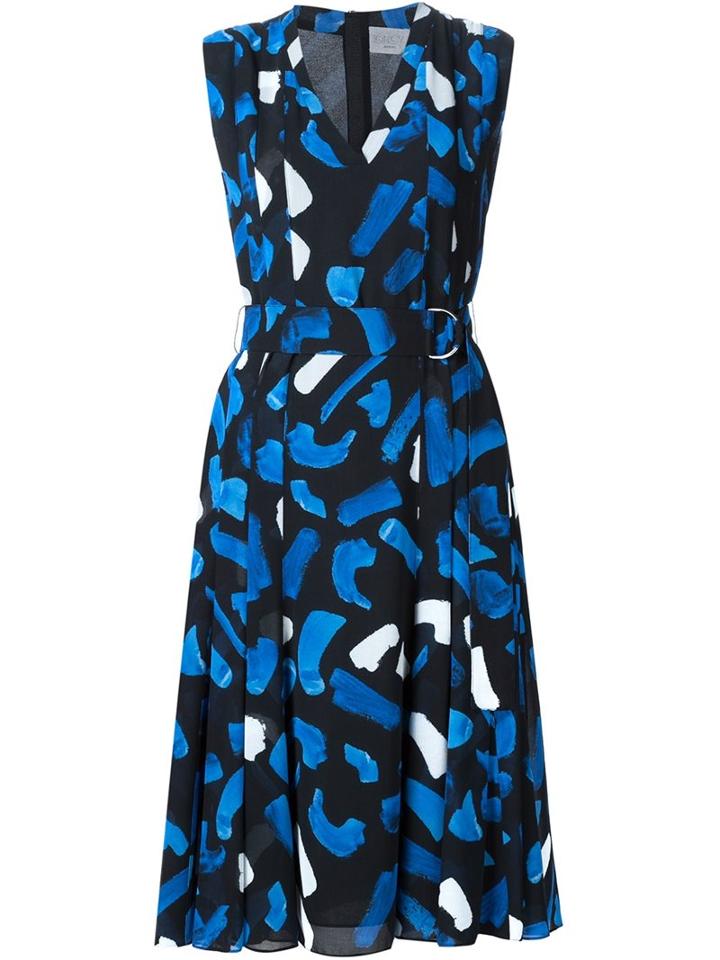Grey Jason Wu Brush Stroke Print Midi Dress