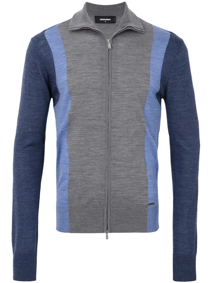 Dsquared2 Block Panel Zipped Cardigan - Blue