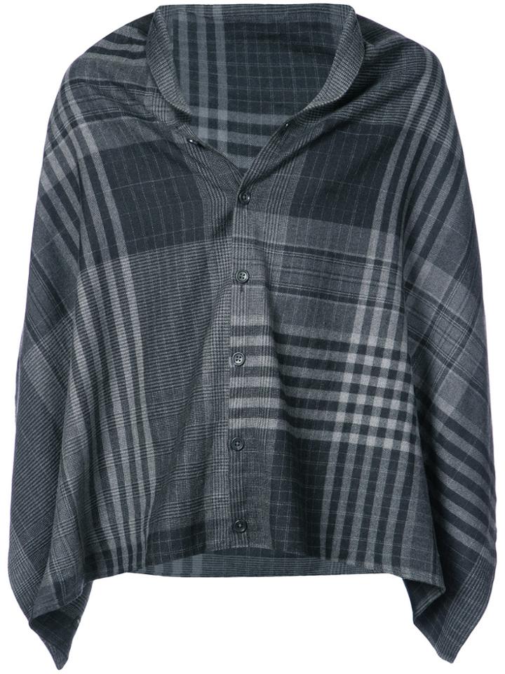 Engineered Garments Check Buttoned Shawl - Grey