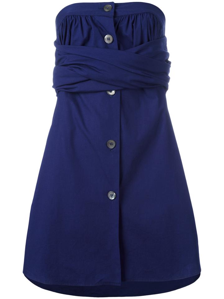 Romeo Gigli Vintage Strapless Wrap Dress - Blue