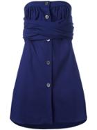 Romeo Gigli Vintage Strapless Wrap Dress - Blue