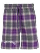Pleasures Check Bermuda Shorts - Purple
