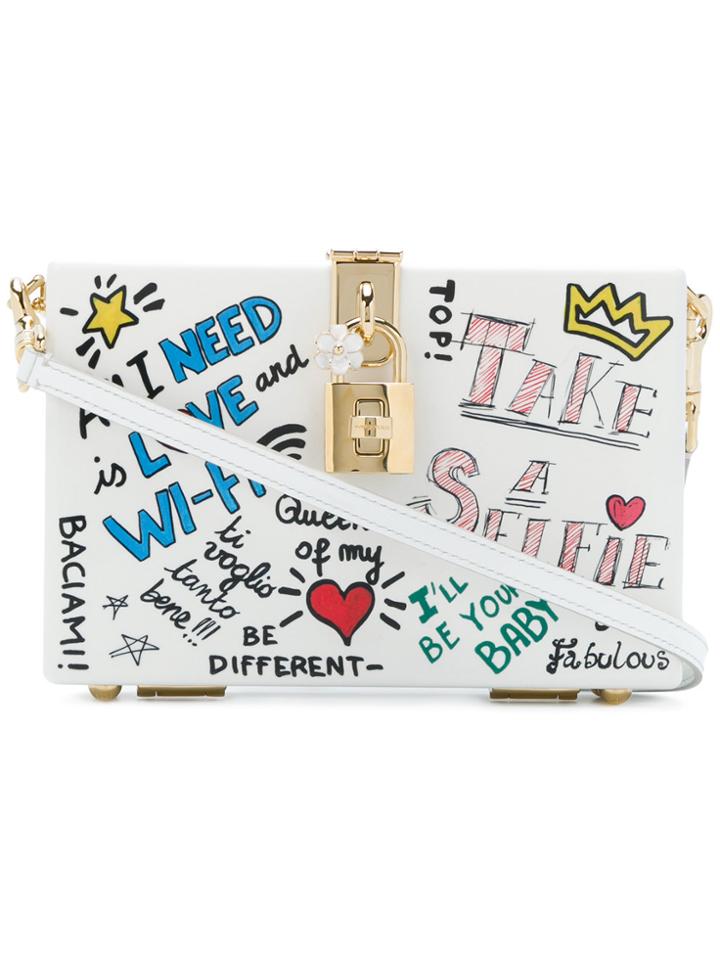 Dolce & Gabbana Box Clutch With Mural Print - White