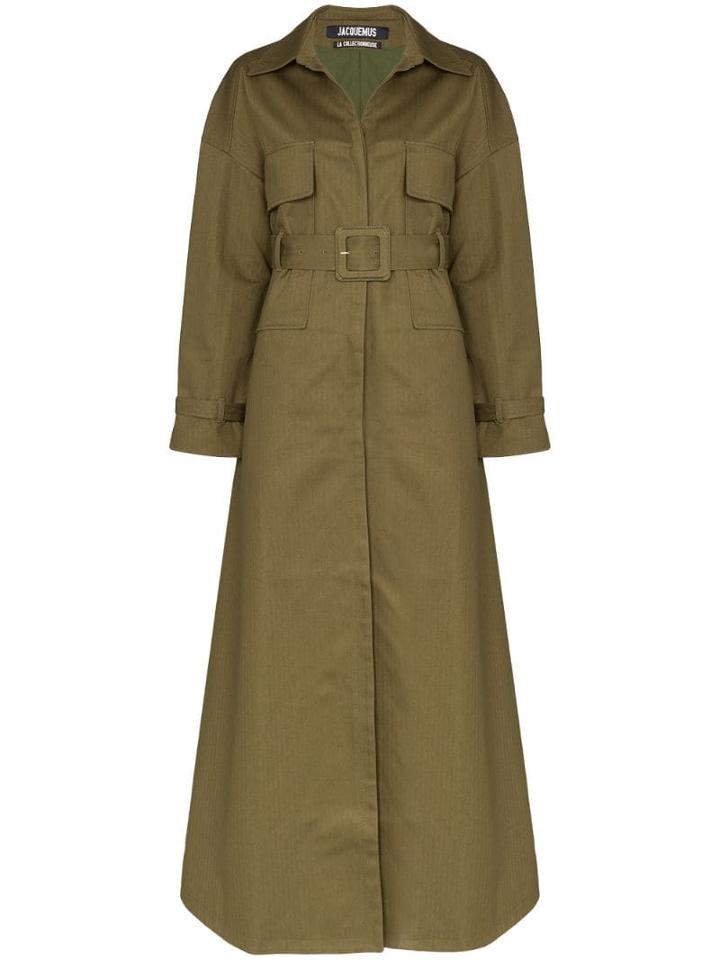 Jacquemus Belted Cotton Trench Coat - Green