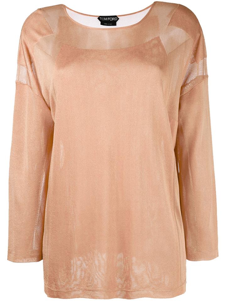 Tom Ford - Round Neck Sweater - Women - Viscose - Xs, Women's, Nude/neutrals, Viscose
