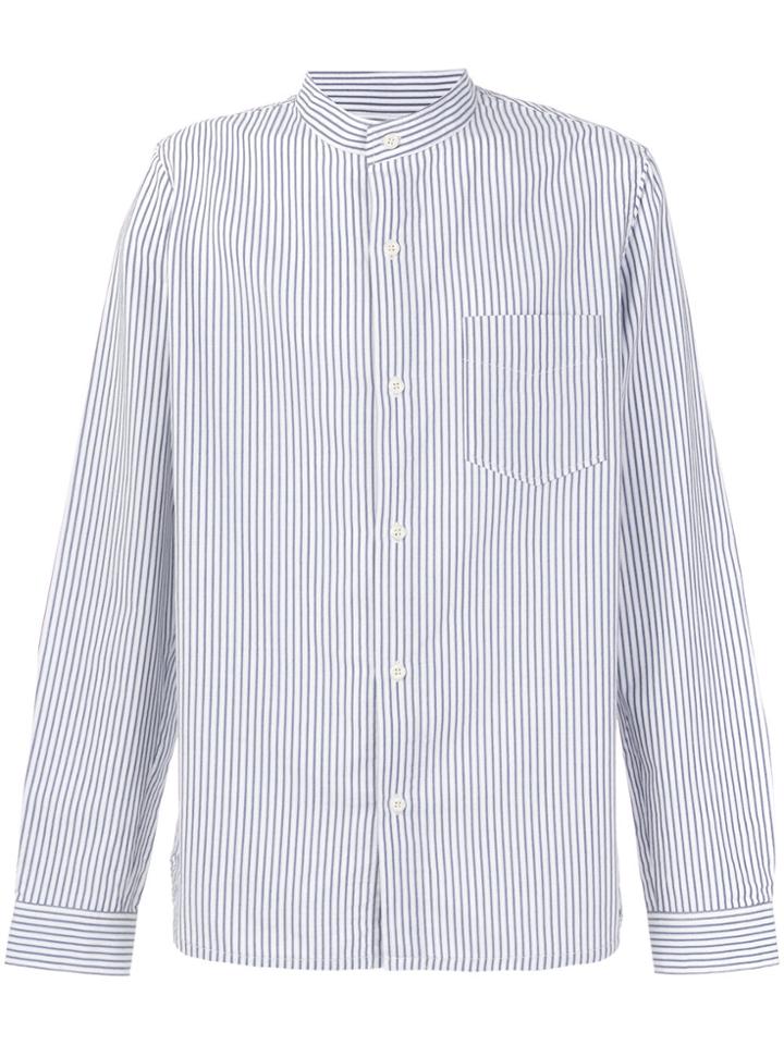 A.p.c. Mandarin Collar Striped Shirt - Blue