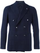 Tagliatore Peaked Lapels Double-breasted Coat, Men's, Size: 50, Blue, Cupro/virgin Wool