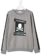 Philipp Plein Junior Skull Patch Sweatshirt - Grey