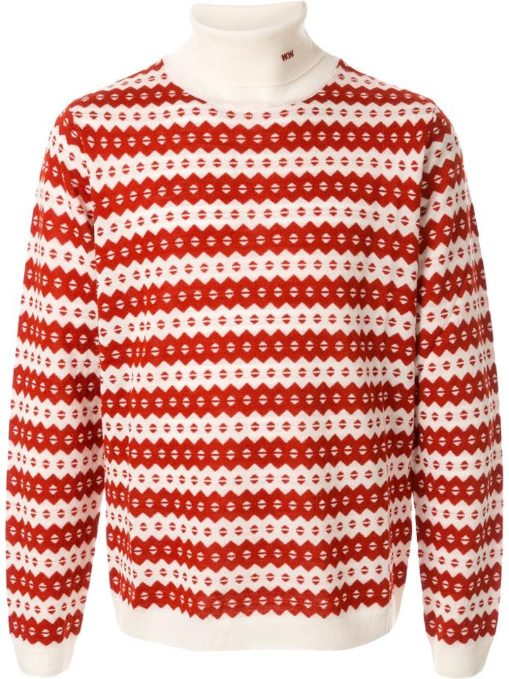 Wood Wood Jaques Geometric-jacquard Jumper - Red