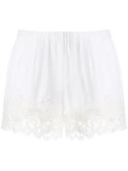 Gold Hawk Lace Hem Shorts - White