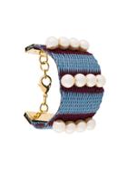 Marni Woven Pearl Cuff Bracelet - Blue