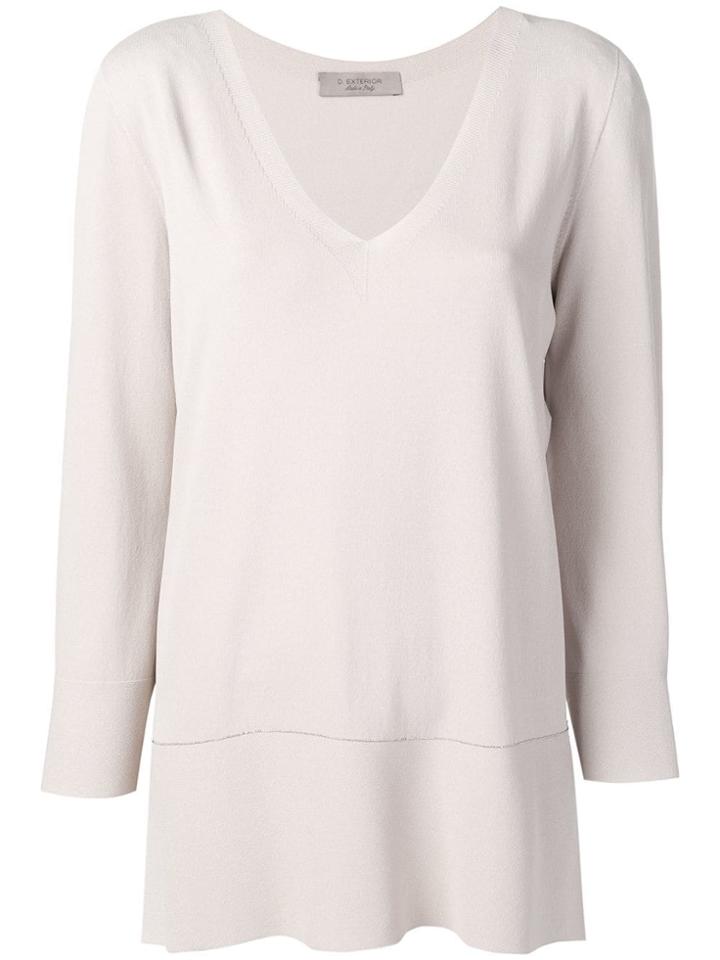 D.exterior V-neck Knitted Top - Neutrals