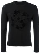 Ermanno Scervino Floral Embroidery Longsleeves T-shirt, Men's, Size: 46, Black, Cotton/spandex/elastane